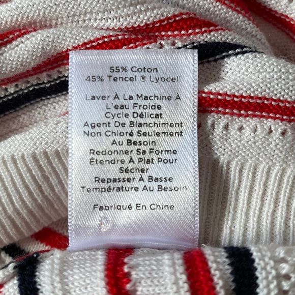 Talbots Sweater Womens Medium Petite Mulitcolor Pointelle Knit 3/4 Sleeves - Picture 13 of 13